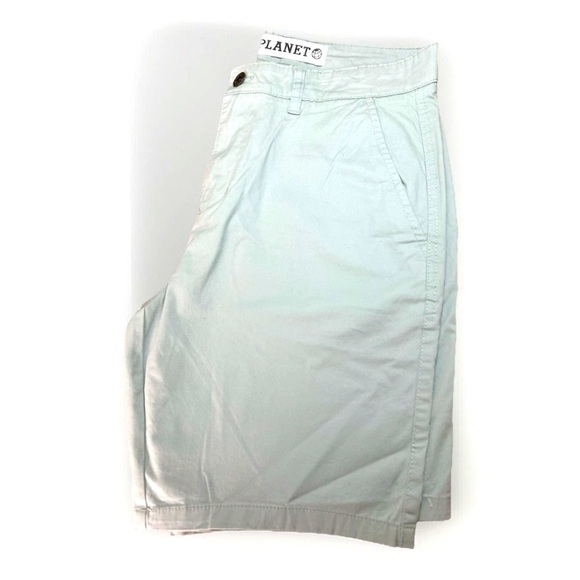 Free Planet Men's Flat Front Stretch Chino Shorts Light Green 32W, 9" Inseam - Picture 4 of 10